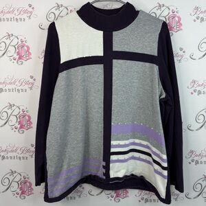 Alia sweater pull over sequins black white grey Purple Knitwear color block